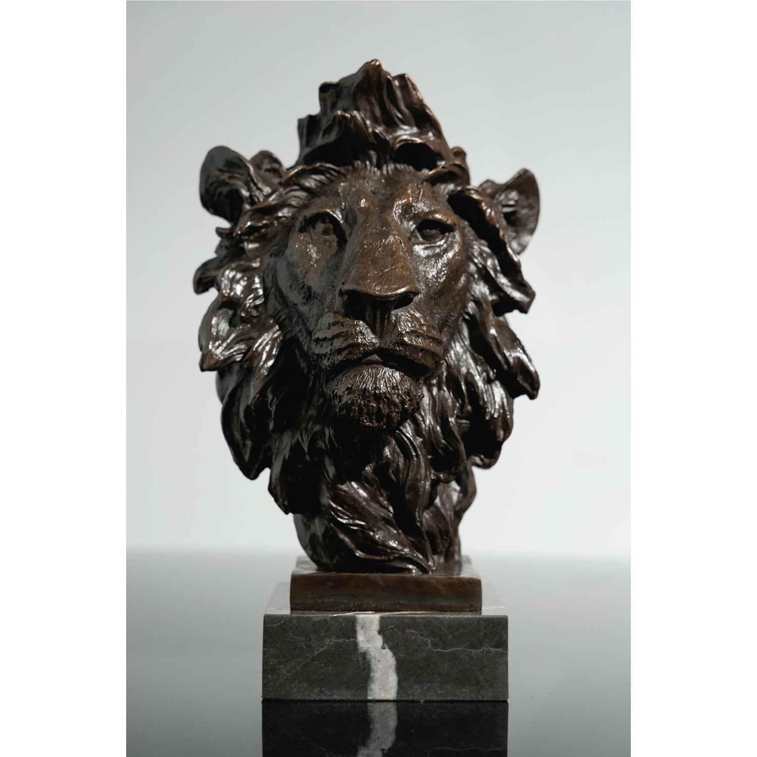 Bronze & Marble Lion Head Sculpture - Our Bronze & Marble Lion Head Sculpture is the perfect addition to any space.